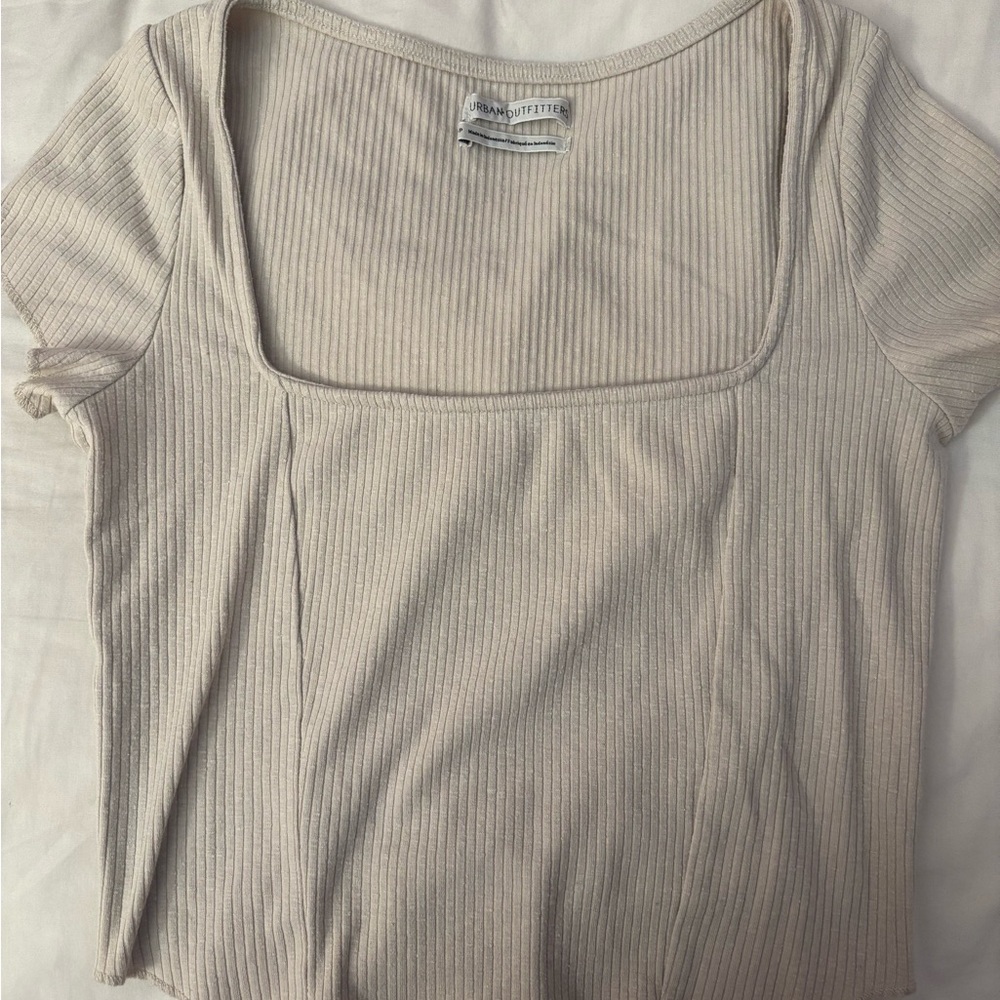 Women's Cream Ribbed Top